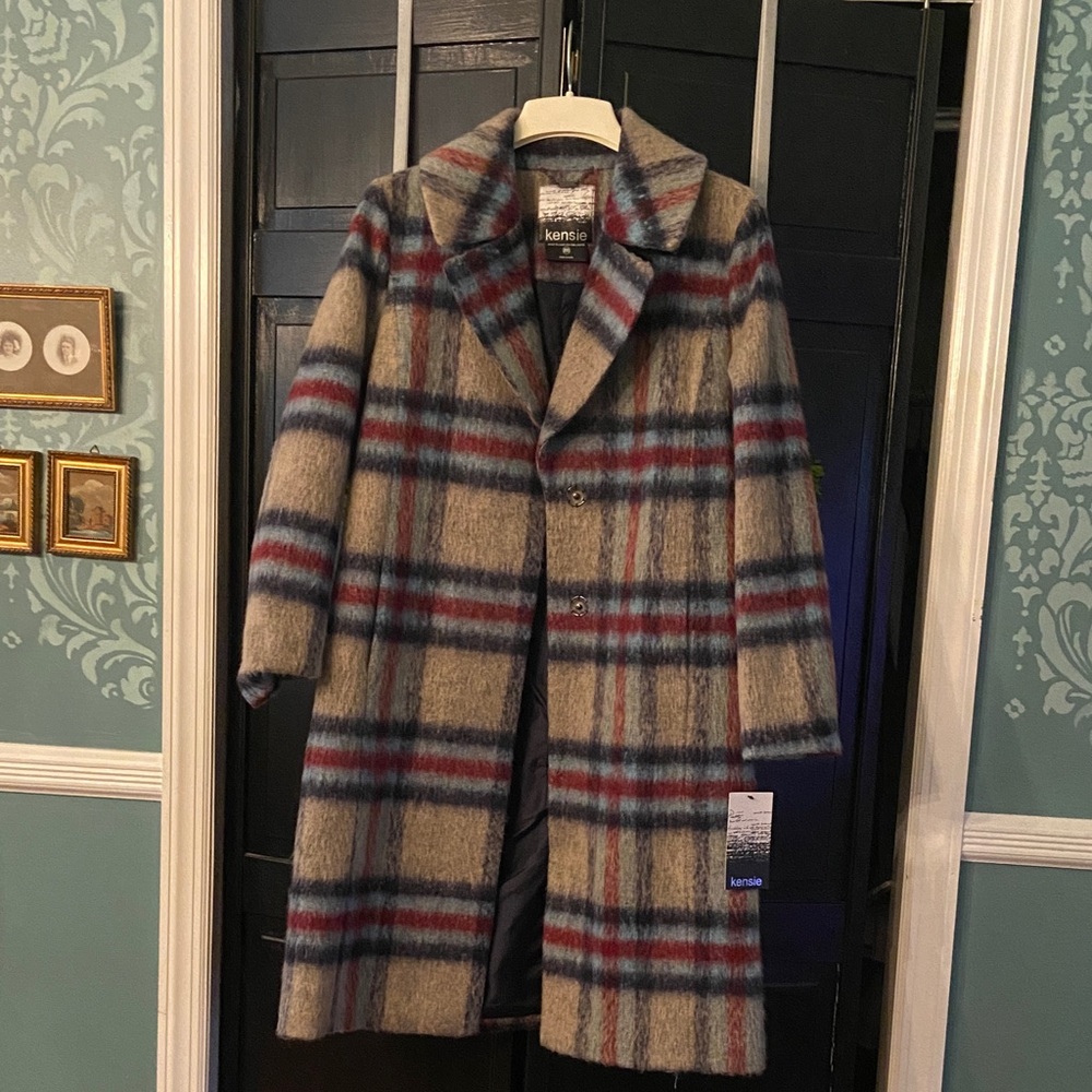 Kensie Multicolor Plaid Coat